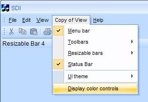 The copy of the View menu