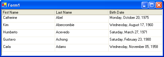 Unbound grid with each column having cells of the same type