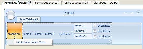 Create New Popup Menu creates a pop-up menu
