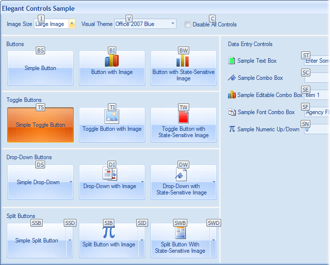 KeyTips for controls on the form