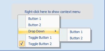 Context menu over a panel control on the form