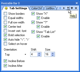 Help Button of the Tab Control
