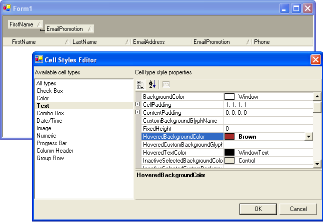 .NET Elegant Grid: Tuning up cell styles at design time