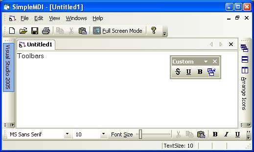 Prof-UIS Frame Features ActiveX control: Dockable toolbars