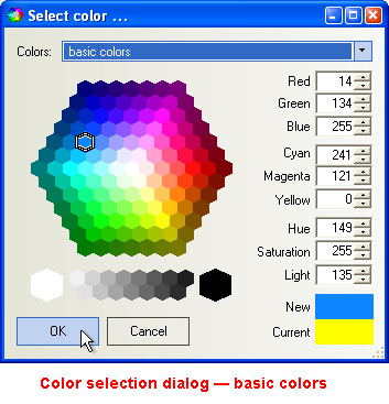 Prof-UIS Frame Features ActiveX control: Color selection dialog - basic colors