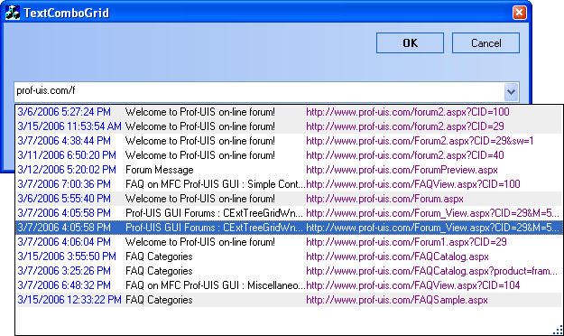 Prof-UIS multicolumn combo box