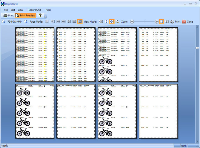 Print previewing in the Report Grid sample