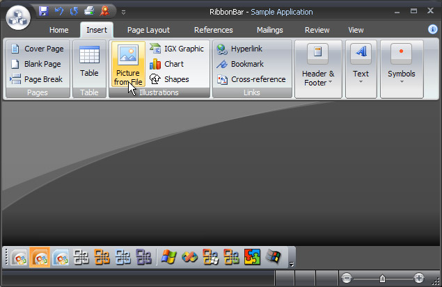 Ribbon Bar: Office 2007 Black theme on Windows XP