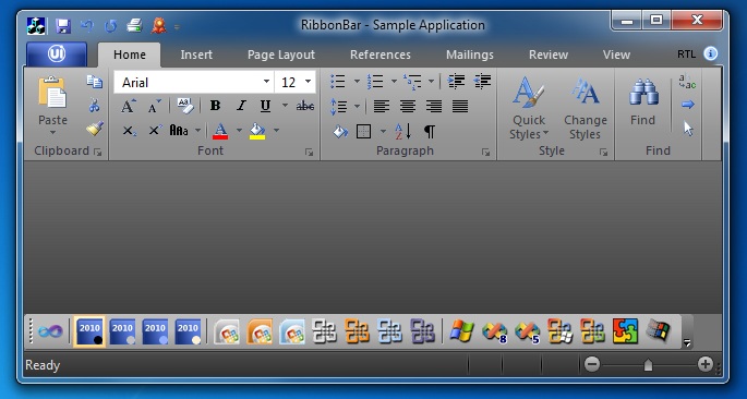 RibbonBar sample running on Windows 7