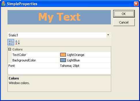 C++/MFC Prof-UIS Property Grid: Default settings for the static control