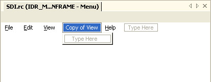 Menu marker in the menu line open in the resource editor