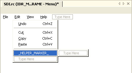 Menu marker in the resource editor