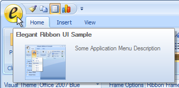 Ribbon Application Button with Open Application Menu