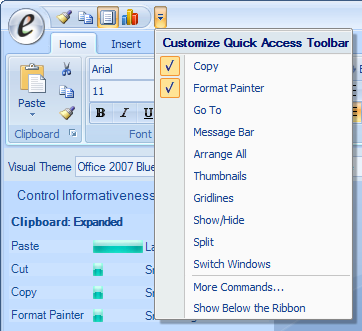 Customize Quick Access Toolbar Menu
