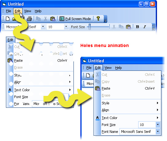 Prof-UIS Frame Features ActiveX control: Menu animations