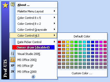 HSL color picker menu