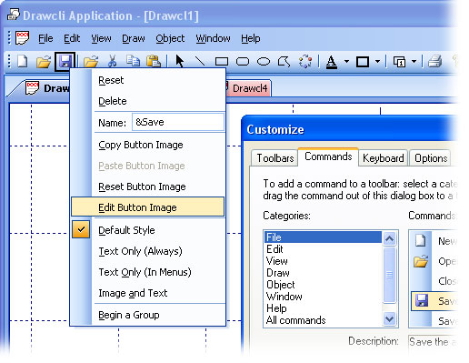 Customize dialog