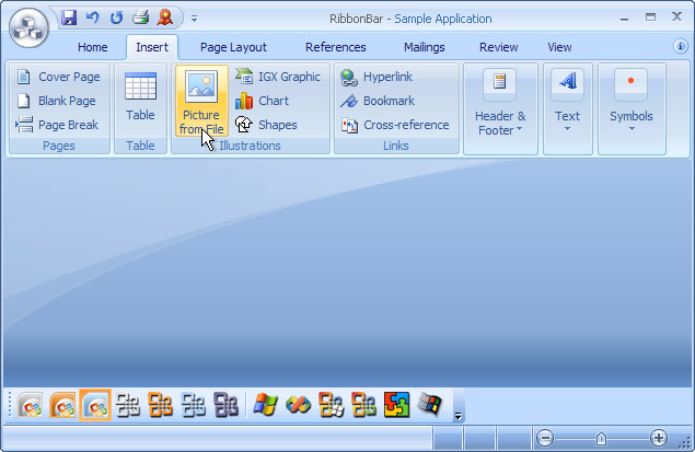 Ribbon Bar: Office 2007 Blue theme on Windows XP