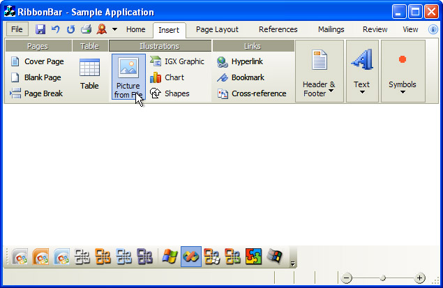 Ribbon Bar: Visual Studio 2005 theme on Windows XP