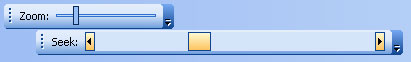 Slider (Zoom) and a scroll bar (Seek) in a toolbar